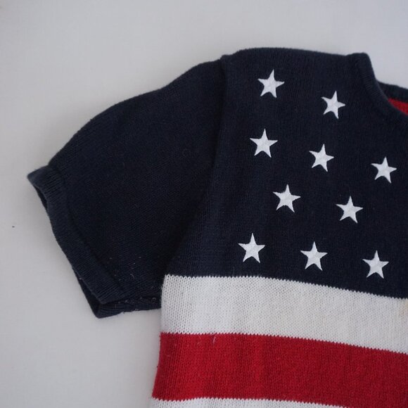 Vintage Christopher & Banks Navy Red Patriotic USA Flag Knit Crewneck Sweater XL - Picture 7 of 12